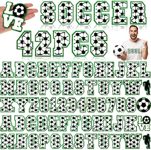 42 компјутерски фудбалски фудбалски фудбалски лепенки буква железо на закрпи a-z азбука 0-9 броеви закрпи