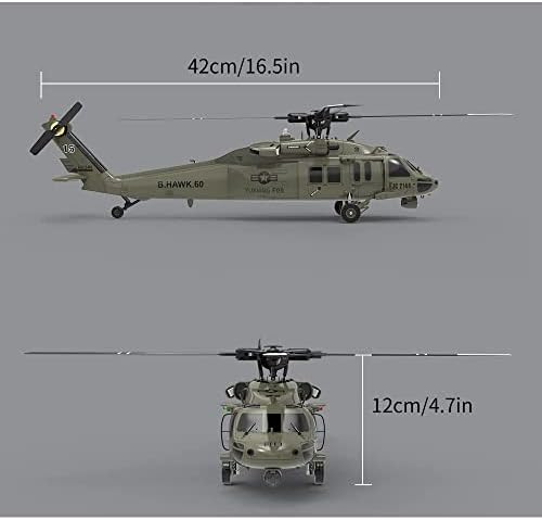 QIYHBVR 1:47 6CH RC хеликоптер за UH-60 Blackhawk, авиони со двојна четка, модел на електрична симулација 6G/3D Stunt Electric Simulation