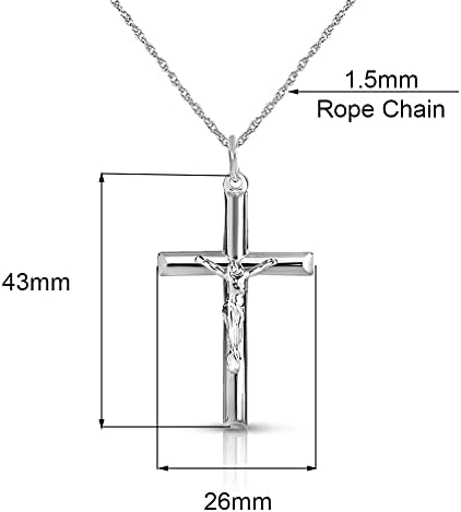 Savlano 925 Стерлинг Сребрен распнување Исус Христос Крст Перндант Сребрен јаже ѓердан ланец за жени и мажи Религиозен накит
