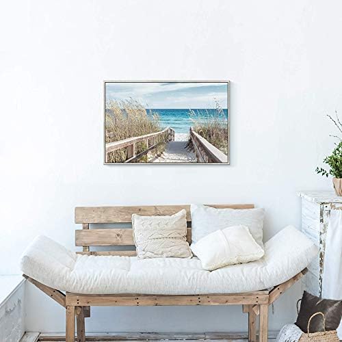 Уметнички дела на Студио Тар Студио плажа Seascape Wallидна уметност: Seaside Rhamed Painting Fence Pathway Print на завиткано