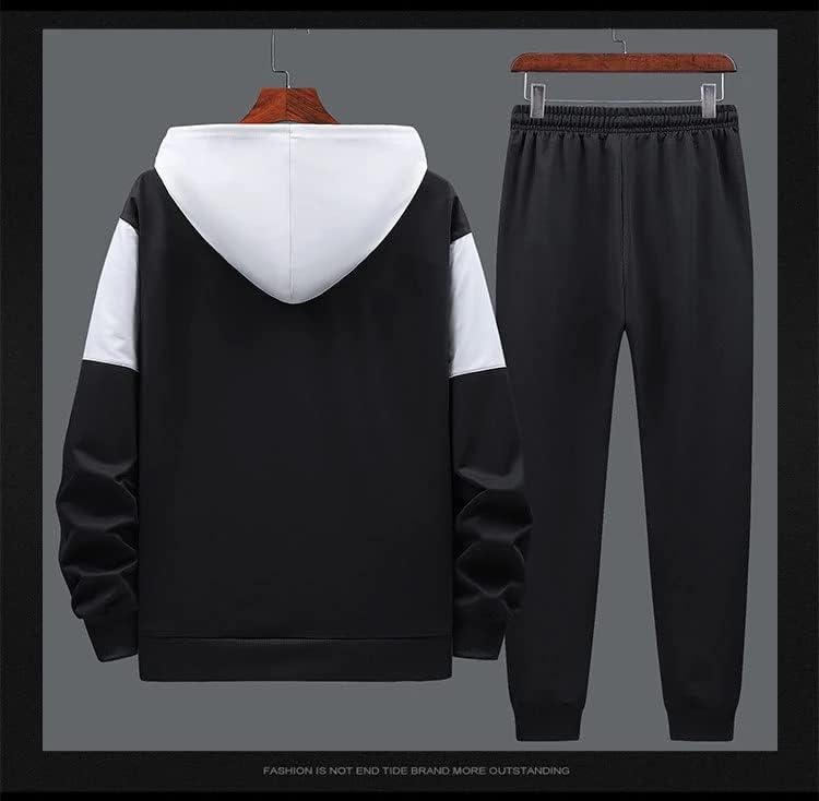 Мажите Casual Tracksuit Hoodies поставува цврсти крпеници есенски јакни+панталони 2 парчиња поставени спортски костуми за улична облека хип хоп