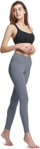 Атлио 2 или 3 пакувања со високи половини јога панталони со џебови, хеланки за вежбање во стомакот, не-разгледани хулахопки за трчање