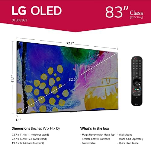 LG 65-инчен класа OLED EVO G2 Series 4K Smart TV со вграден Alexa вграден OLED65G2PUA S90QY 5.1.3CH звук лента w/центар за пожар, Dolby Atmos DTS: x, работи w/alexa, hi-res audio, imax подобрена