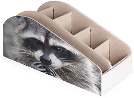 Симпатична држач за далечински управувач Raccoon PU кожен организатор за складирање кутија за домашна десктоп