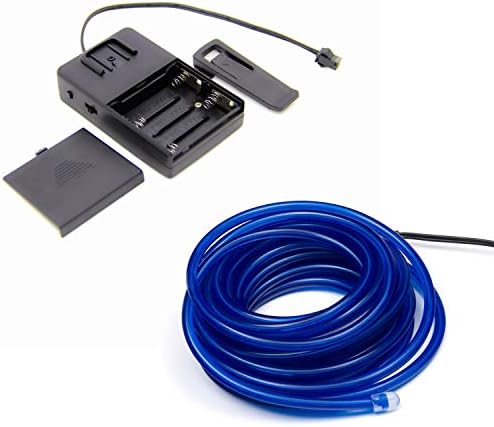 1 -пакет 5M/16.4ft Сина неонска LED светлосна светлина ел жица - дебелина од 2,3 мм - напојувана од 6V преносен - 4АА - звук активен -
