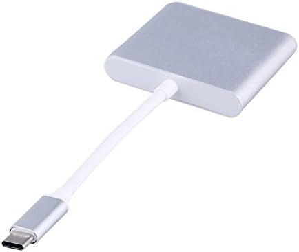 Qiilu USB 3.1 тип C до HDMI кабел Тип C до HDMI адаптер алуминиум легура CNC сребро 3 во 1 USB 3.1 тип C до HDMI USB 3.1 дигитален мултипорт адаптер
