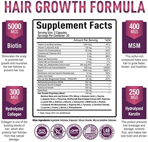 Премиум Раст На Косата за Жени &засилувач; Мажи-Витамини За Раст На Косата со / биотин &засилувач; Кератин-Спречува Губење на