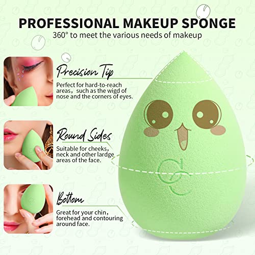 ДОКОЛОР Професионални четки за шминка поставени 32 парчиња со 3 парчиња Pea Pod Sponge Sponge, Premium Synthetic Kabuki Foundation Blanding