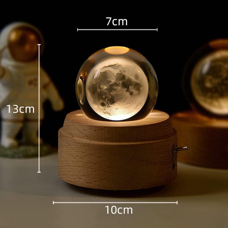 kkekos ротира 3D врежана кристална топка со дрвена музика предводена од домашна декор за канцеларија