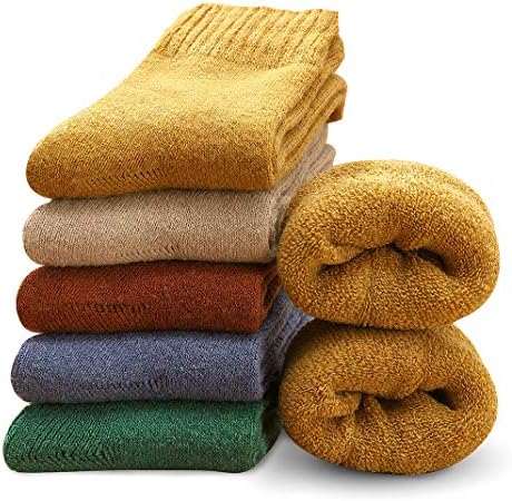 Mosotech 5 пара женски волна чорапи, дебели топли термички чорапи за ладна зима, големина 5-9, светли и прекрасни бои