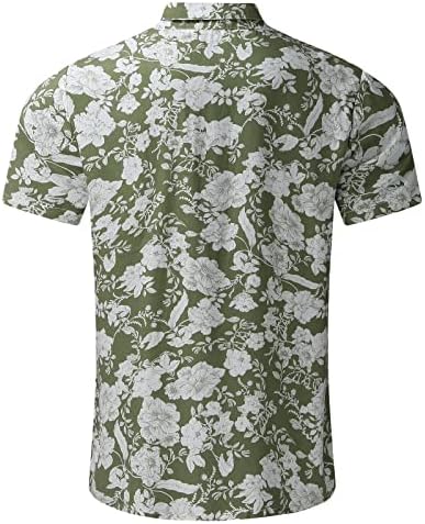 Машки летен цвет печатење случајно плус големина кошула мажи, склопуваат јака со краток ракав кошула x голема
