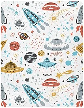 Вселенски ракети starвездени чаршафи за девојчиња за момчиња пакуваат и играат листови преносни мини креветчиња за креветчиња