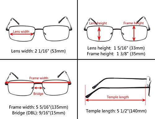 Gr8sight 3-пакувања големи правоаголни очила за читање со пролетен храм за мажи