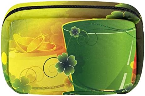 Чанта за шминка на униси, Среќен Ден На Свети Патрик Шамрок Козметичка Торба Пренослива Торба За Патнички Воз Организатор На Куќишта