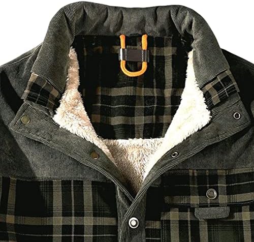 Машка шерпа наредени карани кошули со качулка, обичен руно фланел качулка, топло густо копче надолу со кошула јакна од кошула