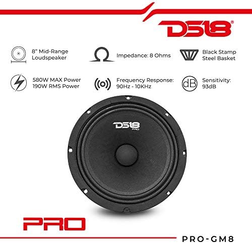 DS18 4X PRO-GM8 Звучници 8 580 Вати Макс 190 ВАТИ RMS 8 Оми СО 4X LRING6 LED Rgb Звучник Прстени. Вклучена Led-Btc Bluetooth Rgb Led