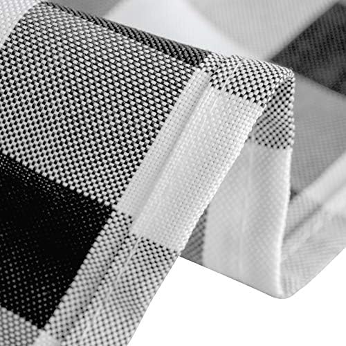 LinentableCloth 60 x 126-инчен правоаголен полиестерски чаршав црно-бел проверка