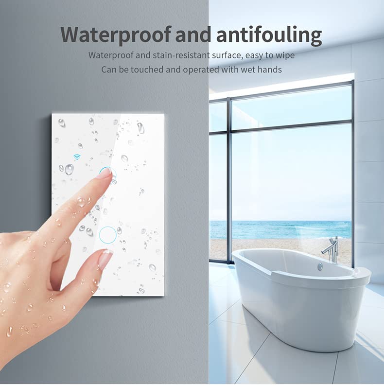 Aimengte HomeKit Smart Switch, прекинувач за допир на стаклен панел, електрични прекинувачи за светло компатибилни со Siri, Alexa,