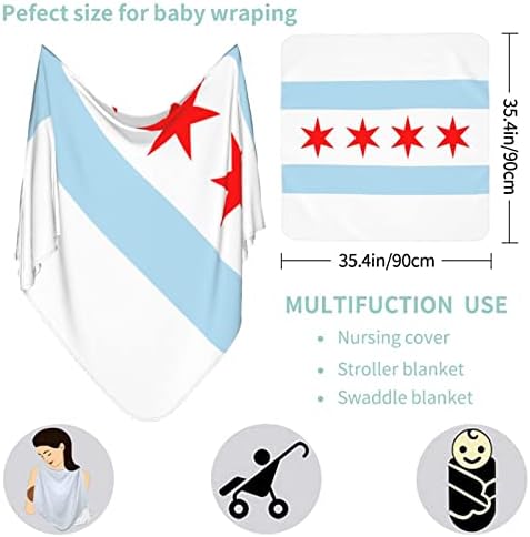 Бебе ќебе со знаме на Чикаго, кое прима ќебе за обвивка за покривање на новороденчиња за новороденчиња