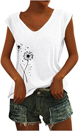Женски летни обични маички модни модни врвови против ракави на вратот капачиња блузи тенок обичен маички кошули
