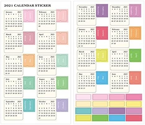 Месечни налепници за календари Шарени индекс етикети со етикети со етикети 12 месеци налепници за индекс за DIY за составување на дневникот