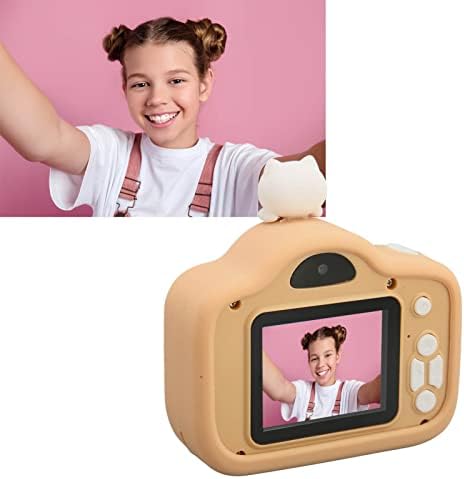 Камера на мали деца, симпатичен цртан филм Различни филтри USB полнење 40MP HD мала дигитална камера Каки со Lanyard за деца