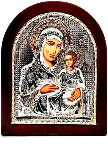 Дева Марија од Ерусалим Византија Голема икона Сребрена 925 Третирана големина 31x26cm ''