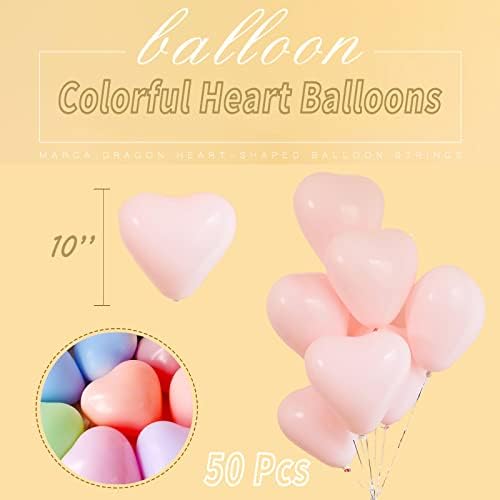 50 Парчиња Розови Срцеви Балони Балони За Вљубените, Балони Во Форма На Срце Украси За Роденденска Забава Валентин Дипломирање Годишнина Од