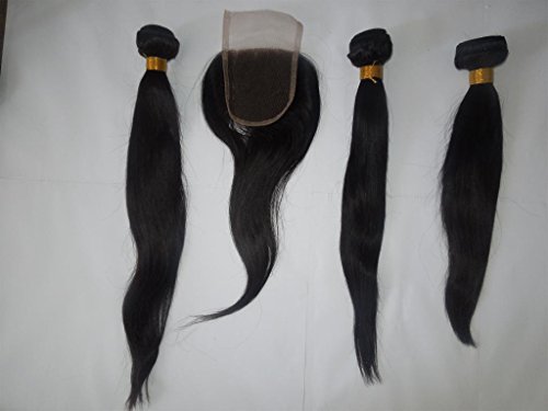 Перуанска Девица Човечка Коса 1 Затворање +3 Снопови 10 -28 Директно Природна Боја Може Да се обои
