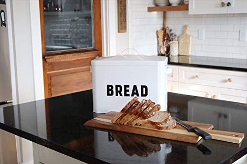 Кутија за Леб За Кујнска Плоча-Екстра Голема Чува 2 + Лебови Свежо-Бела Метална Корпа За Контејнери За Складирање Леб За Модерна Кујна Во
