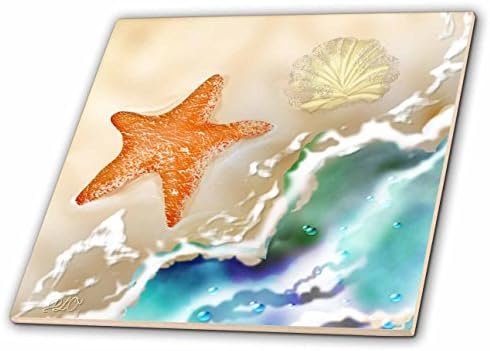 3дроза Плочка, Морска Ѕвезда И Школка Во Песок Во Близина На Океанот Дигитална Уметност