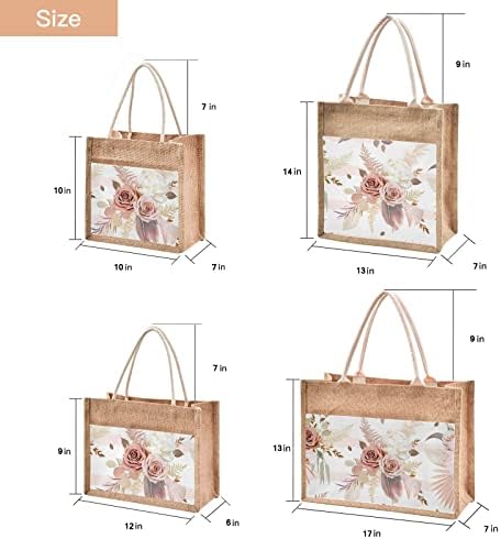 Торбички торбички со торбички со рачки и патент розово злато цвет јута за еднократна употреба на намирници со џеб од платно