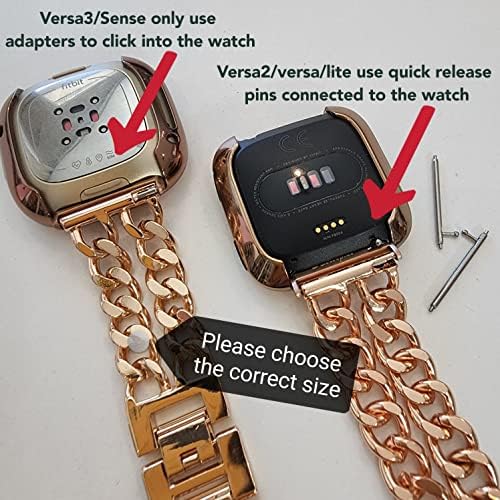 DSAAPLUS METAL BAND компатибилен со Fitbit Versa 3/Sense, Versa 2, Versa, Versa Lite Edition, не'рѓосувачки челик замена на нараквицата