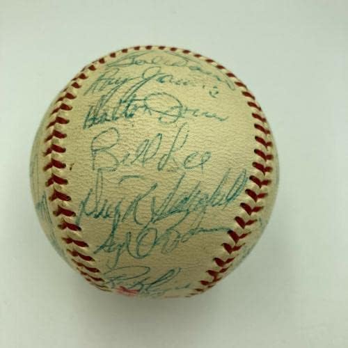 1969 Тимот На Бостон Ред Сокс Го Потпиша Бејзболот Од Американската Лига Карл Јастржемски ЈСА-Бејзбол Со Автограм