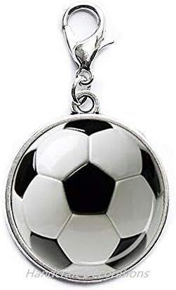 HandcraftDecorations Soccer Zipper Повлечете го фудбалскиот топка топка Повлечете спортски патент Повлечете спортски накит Фудбалски накит Тим