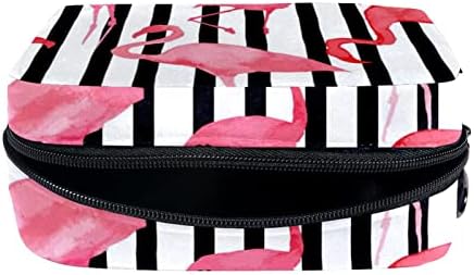 Патување Шминка Торба, Козметичка Торба Сочинуваат Организатор Случај, За Жени Чанта За Тоалети Додатоци Четки, Розова Фламинго Црно-Бели