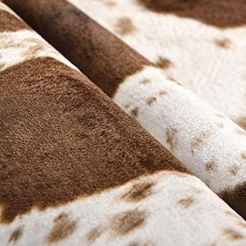 FOXMAS Faux Cowhide килим за печатење на крави за дневна соба во спална соба, западен домашен декор крава крик животински килим, западните