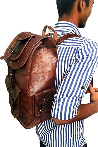 Jaald 16 оригинална кожа ретро рак ранец на ранец торба, училишна пикник торба патување
