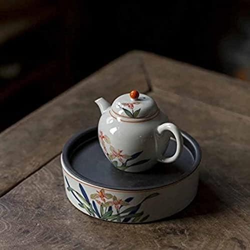 DMWMD сив керамички чајник, рачно насликан, ирис, чајник, цвет, единечен тенџере, дом