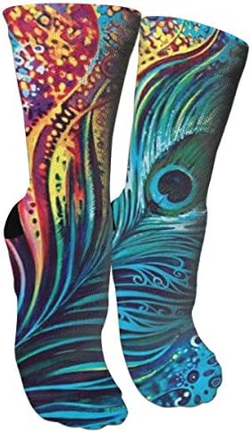 Неверојатни чорапи за компресија на паун Унисекс печатени чорапи луди образложени забавни долги памучни чорапи над цевката за теле