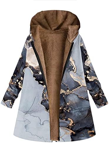 Cokuera omeенски трендовски печатен патент со долги качулки палто мека лесна есен џемпер отворена предна кардиганска надворешна облека дама