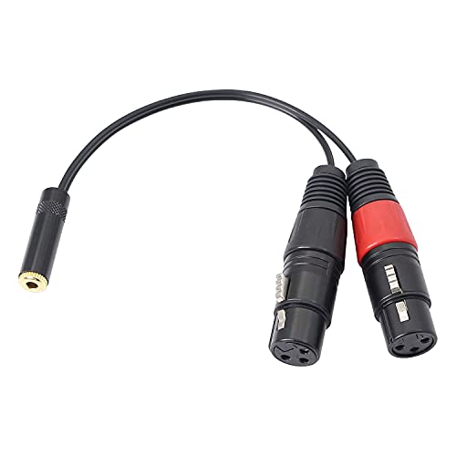 Meiriyfa Dual XLR до 1/8 Femaleенски адаптер, балансиран мини-џек женски до микрофон кабел, 3,5 мм стерео TRS до двојна XLR Femaleенски конвертор на кабел за трансформација