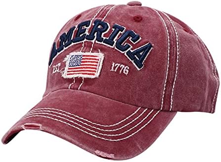 Американско знаме за камиони со знаме, прилагодливо спортско ретро во САД знаме бејзбол капа потресено гроздобер измиено сонце за мажи за