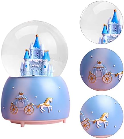 Tandycoco музичка кутија 1 парчиња приказна декор кристал деца домашни глобуси замок украс музика прекрасна смола каваи бајки топки принцеза снег