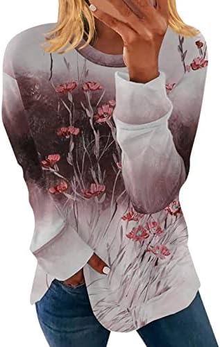 2022 година, женски џемпершир, тркалезен врат со долг ракав, дигитална печатена маица женски ситни меки џемпери