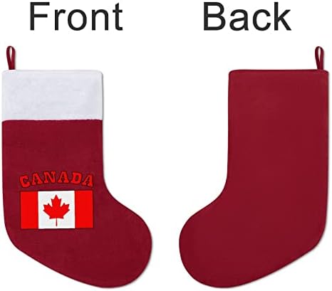 Канада знаме канадски лисја од јавор Божиќно порибување Божиќно дрво камин виси чорапи со кратка кадифен манжетна за украсување