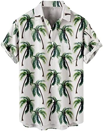 Маица за мажи за мажи графички ， смешно печатено копче надолу лапел кратки ракави тенок фит маици летен стил на плажа за одмор