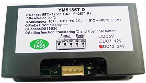 Homree DC 12V 0,56 F/C LED дигитален термометар на мерачот на автомобили со дигитална термичка сонда DS18B20
