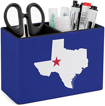 Мапа на знамето во Тексас ПУ кожен држач за моливи на мултифункционално десктоп пенкало за садови Организатор за канцеларија за