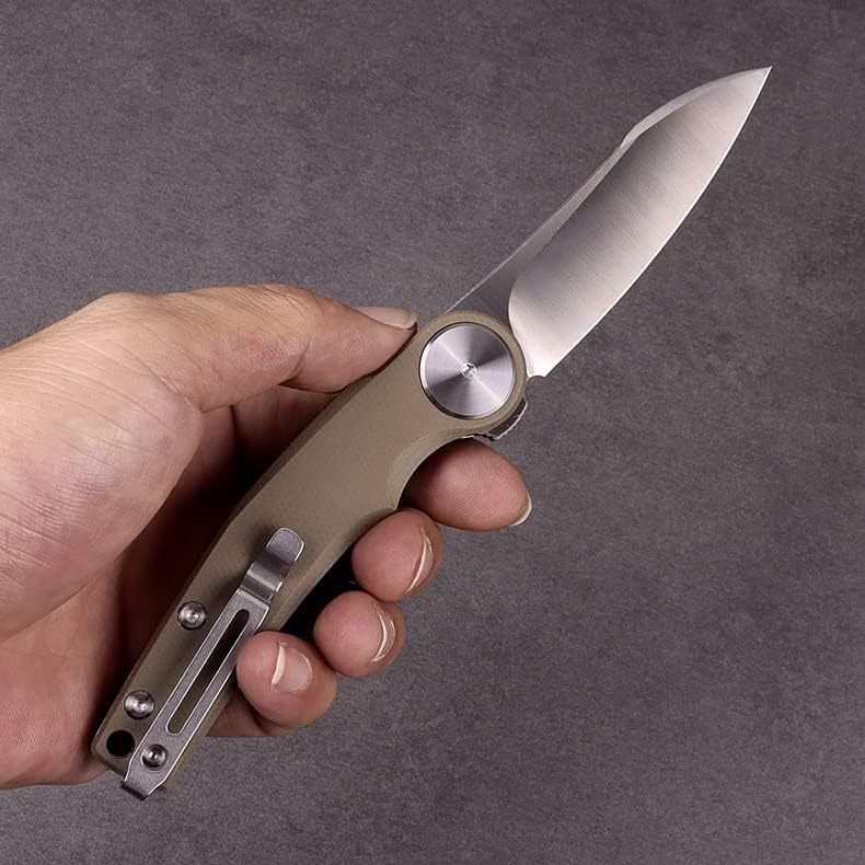 Knеб нож Xtouc, виткање нож за EDC, предниот џебен нож за мажи, челично сечило Д2, рачка од мирката, џебен клип со длабоки носења,